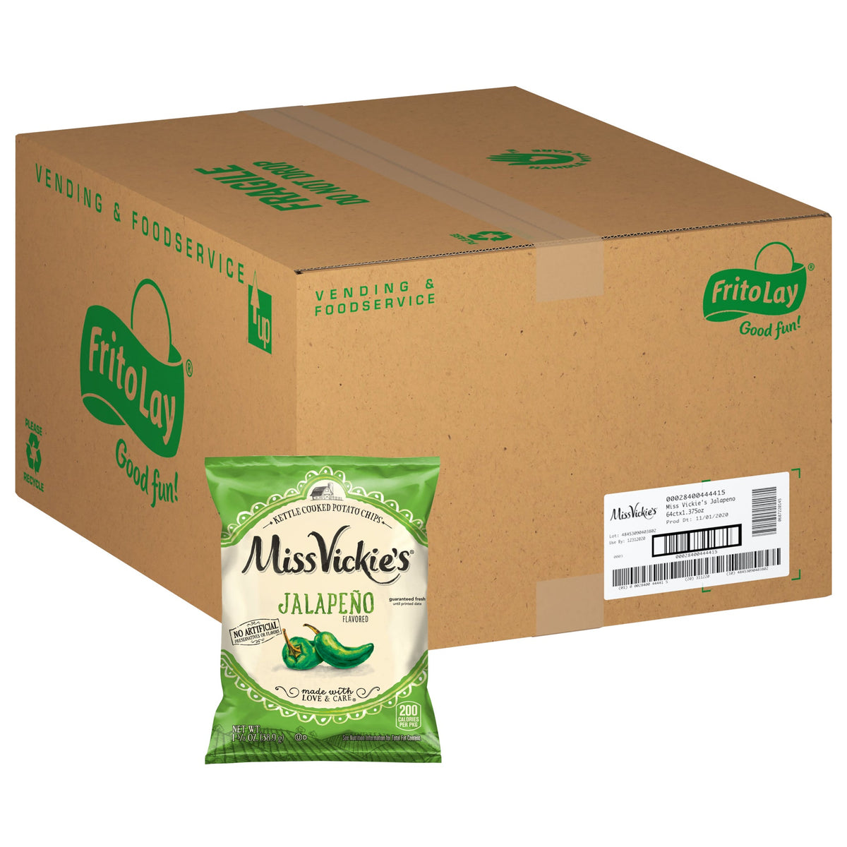 미국직구 Miss Vickie's Kettle Cooked Potato Chips, Jalapeno, 1.38 oz, 64 ct