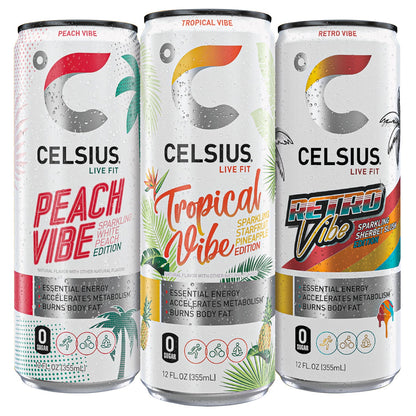 미국직구 CELSIUS Energy Drink, Vibe Variety Pack, 12 fl oz, 18 ct