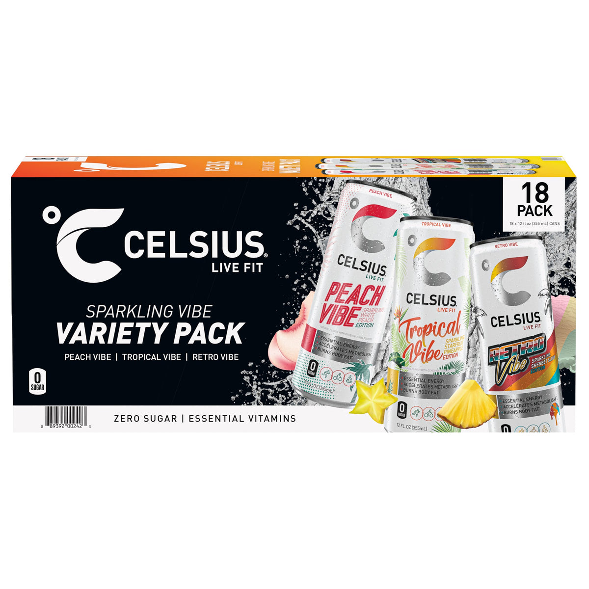 미국직구 CELSIUS Energy Drink, Vibe Variety Pack, 12 fl oz, 18 ct