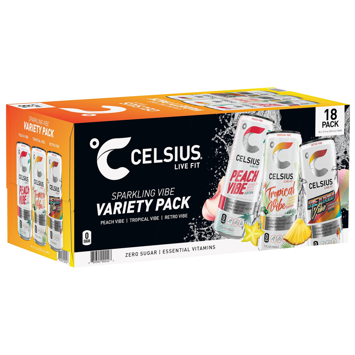 미국직구 CELSIUS Energy Drink, Vibe Variety Pack, 12 fl oz, 18 ct
