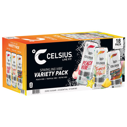 미국직구 CELSIUS Energy Drink, Vibe Variety Pack, 12 fl oz, 18 ct