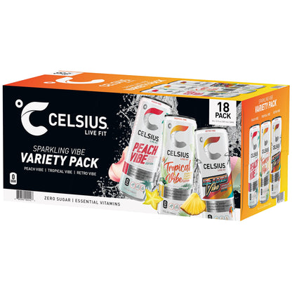 미국직구 CELSIUS Energy Drink, Vibe Variety Pack, 12 fl oz, 18 ct