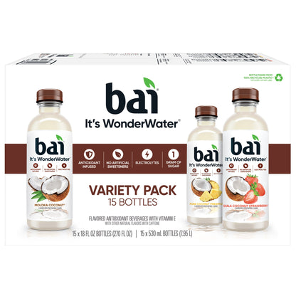 미국직구 Bai It's WonderWater Coconut, Variety Pack, 18 fl oz, 15 ct
