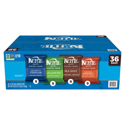 미국직구 Kettle Chip Brand Potato Chips, Variety Pack, 1.5 oz, 36 ct