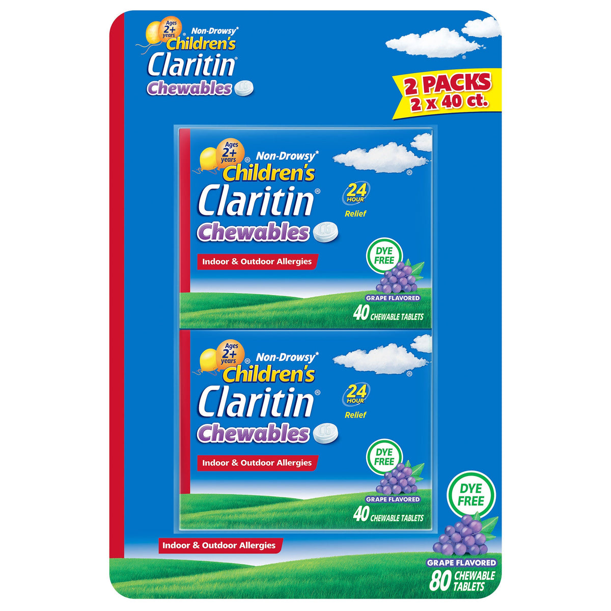 미국직구 클라리틴 생활건강 Claritin Children's Dye-Free Chewables, 80 Chewable Tablets