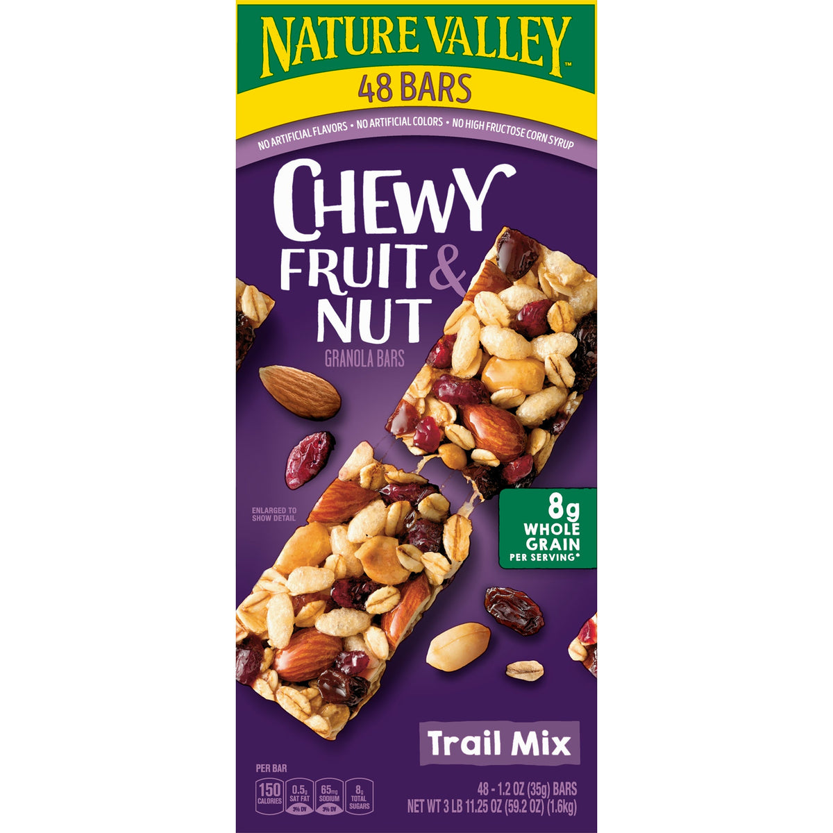 미국직구 Nature Valley Fruit & Nut Chewy Granola Bars, Trail Mix, 1.2 oz, 48 ct