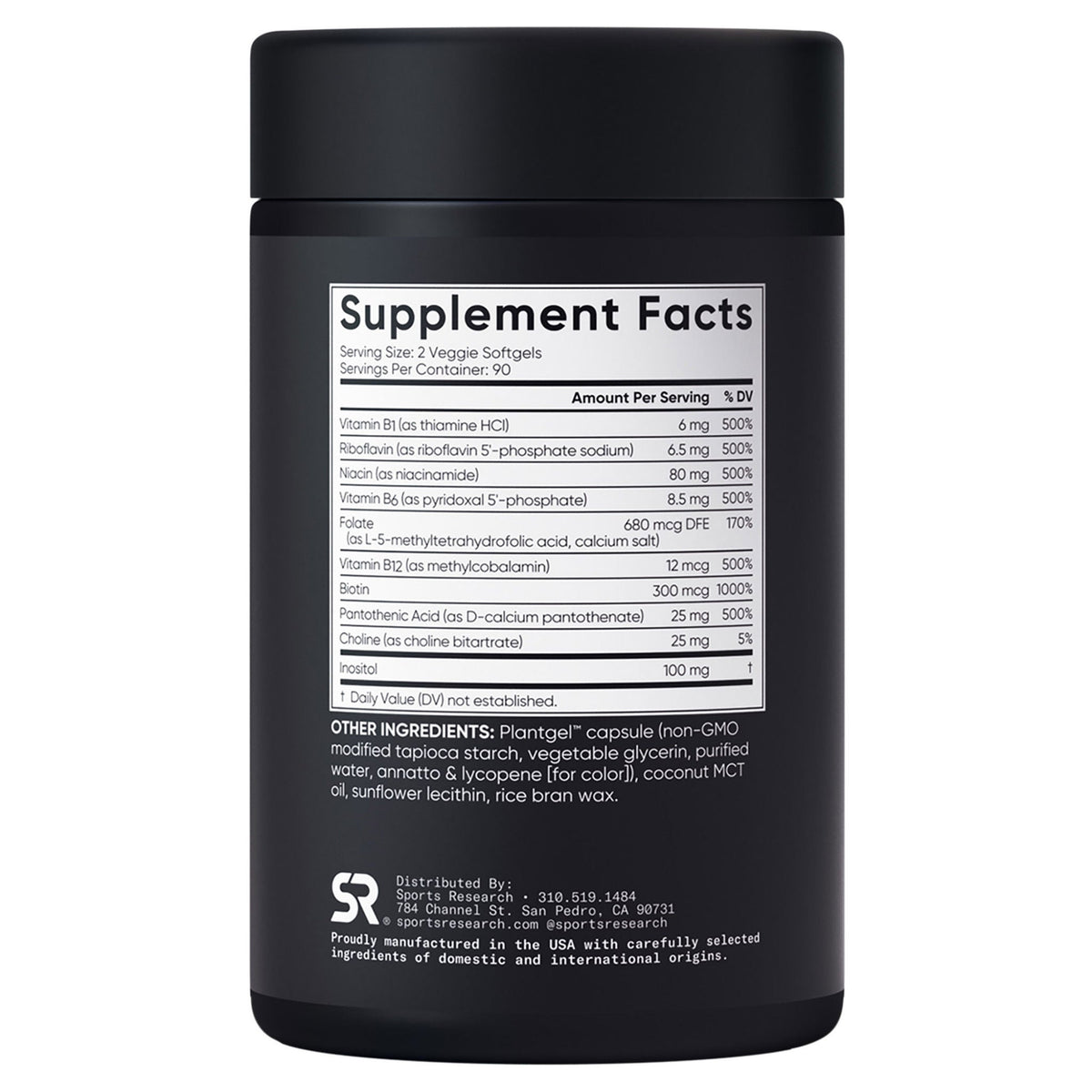 미국직구 비타민B Sports Research Vitamin B Complex, 180 Veggie Soft Gels