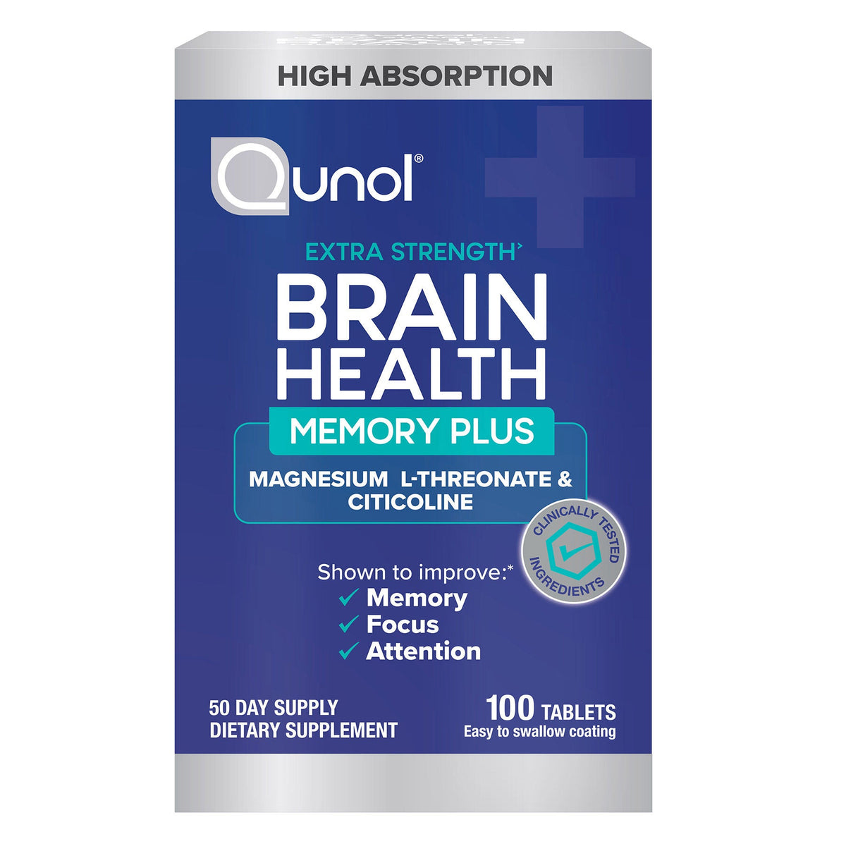 미국직구 큐놀 영양제 Qunol Brain Health Memory Plus, 100 Count