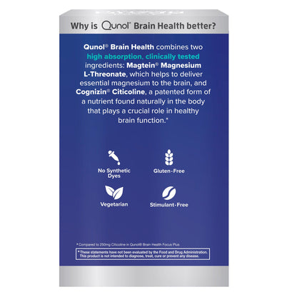 미국직구 큐놀 영양제 Qunol Brain Health Memory Plus, 100 Count