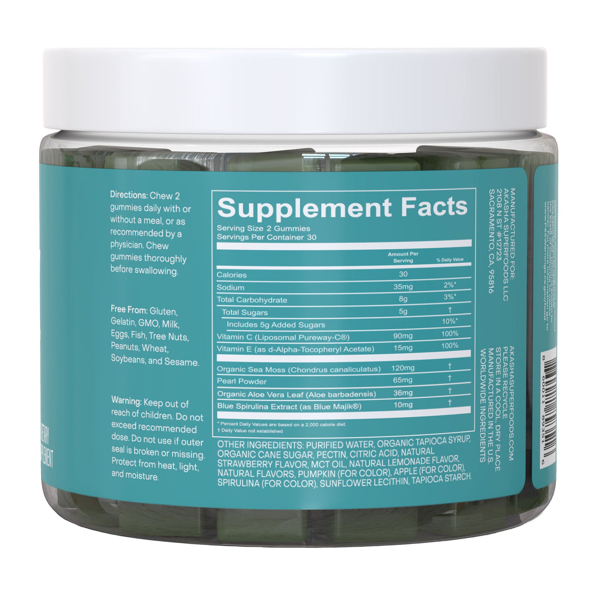 미국직구 영양제 Akasha Superfoods GLOW Sea Moss & Pearl Powder, 2-Pack