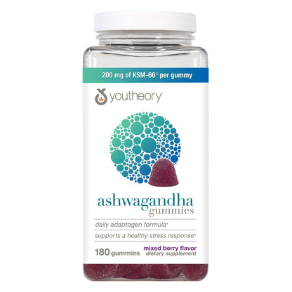 미국직구 유스테오리 아쉬와간다 youtheory Ashwagandha, 180 Gummies, Mixed Berry Flavor