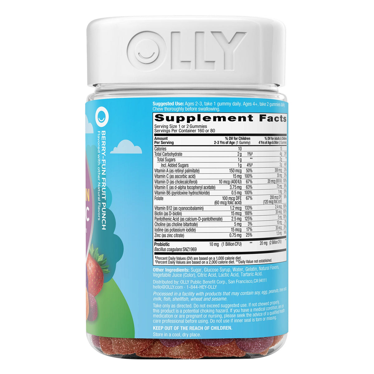 미국직구 올리 유산균 OLLY Kids Multivitamin & Probiotic, 160 Gummies