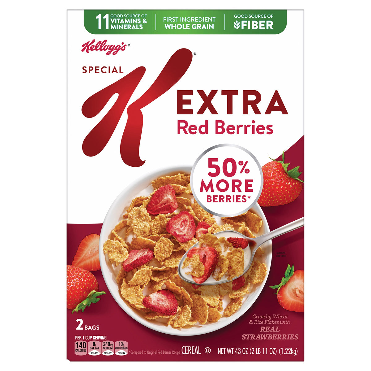 미국직구 스페셜K Kellogg's  Extra Red Berries, 21.5 oz bag, 2 ct