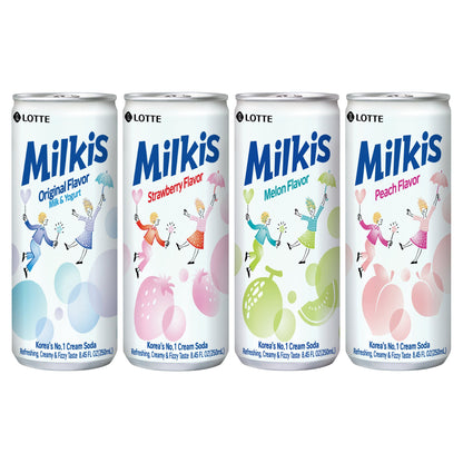 미국직구 Lotte Milkis Korean Cream Soda, Variety Pack, 8.45 fl oz, 24 ct