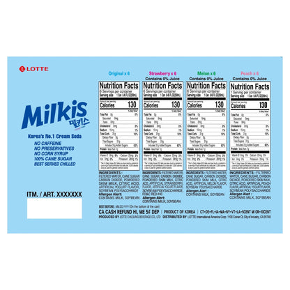 미국직구 Lotte Milkis Korean Cream Soda, Variety Pack, 8.45 fl oz, 24 ct
