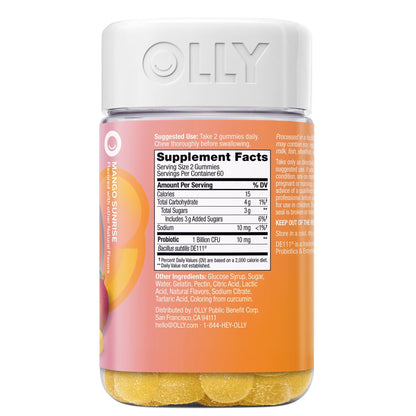 미국직구 올리 유산균 OLLY Probiotic Mango Gummy, 120 Gummies