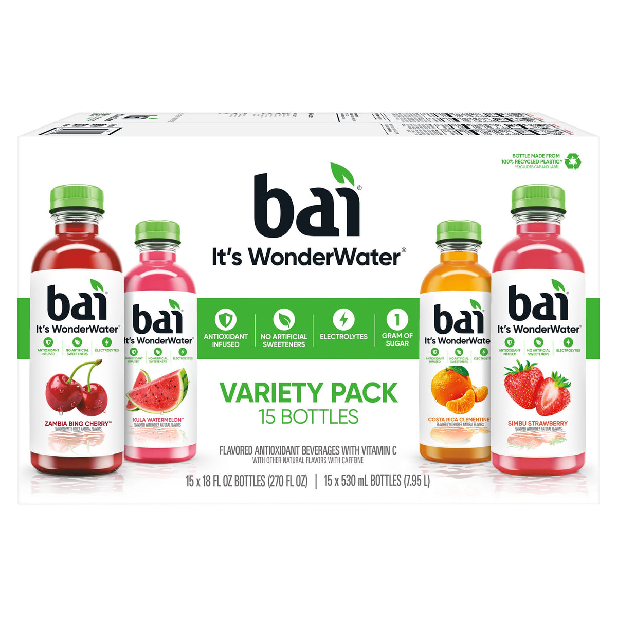 미국직구 Bai It's WonderWater, Variety Pack, 18 fl oz, 15 ct