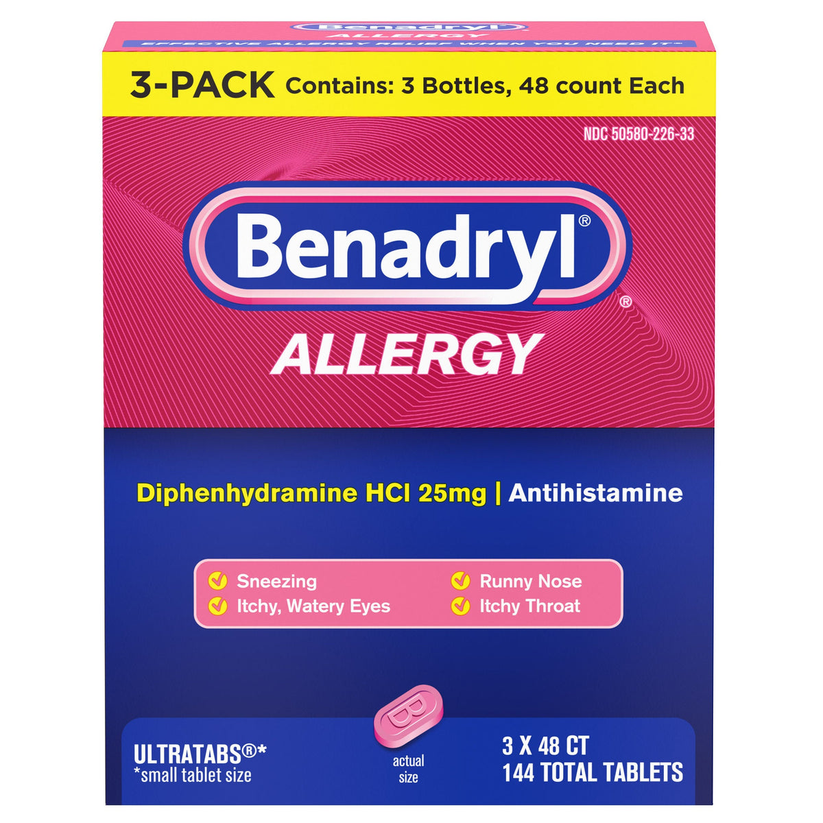 미국직구 베나드릴 알레르기약 Benadryl Allergy UltraTab Tablets, 144 Tablets