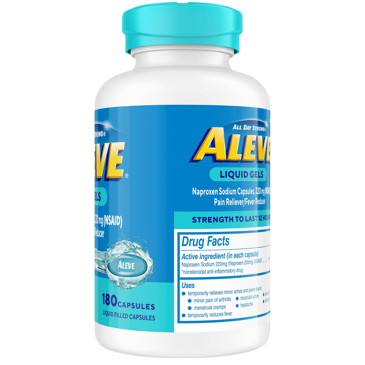 미국직구 알리브 상비약 Aleve Naproxen Sodium 220 mg Pain Reliever, Fever Reducer, 180 Liquid Gel Capsules