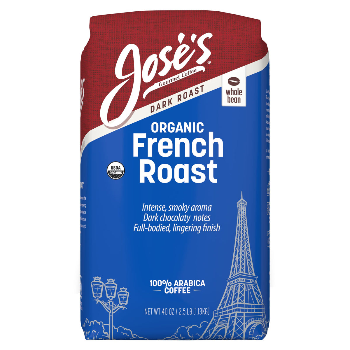 미국직구 Jose's Gourmet Coffee, Organic French Roast, Dark Roast, 2.5 lbs