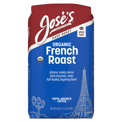 미국직구 Jose's Gourmet Coffee, Organic French Roast, Dark Roast, 2.5 lbs