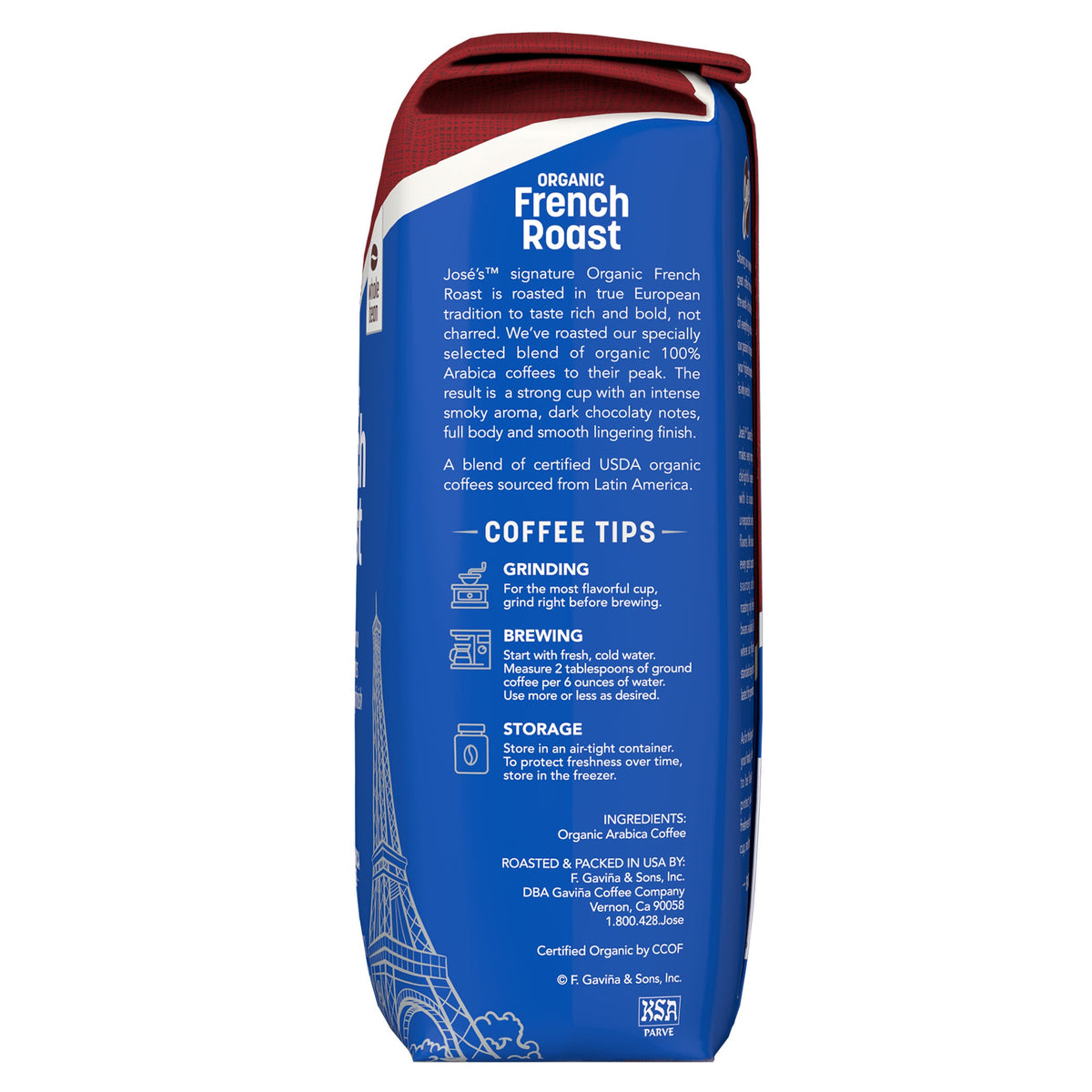 미국직구 Jose's Gourmet Coffee, Organic French Roast, Dark Roast, 2.5 lbs