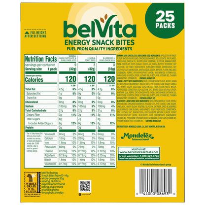 미국직구 벨비타 Energy Snack Bites, Variety Pack, 1.12 oz, 25 ct