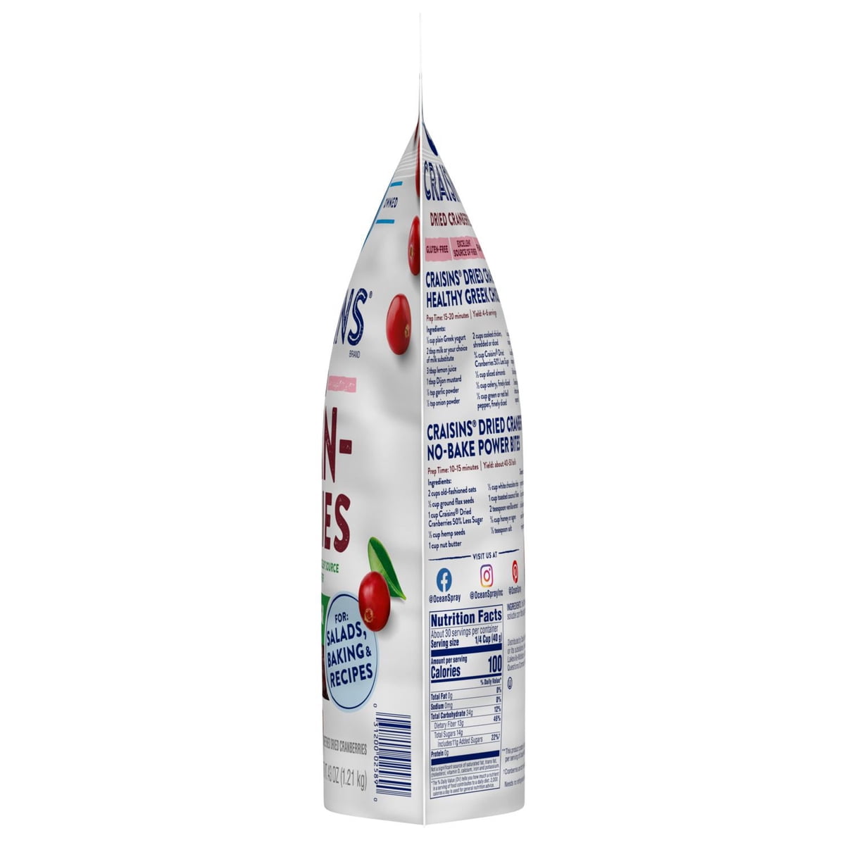 미국직구 Ocean Spray Craisins 1.3L / Ocean Spray Craisins, 50% Less Sugar Dried Cranberries, D 4