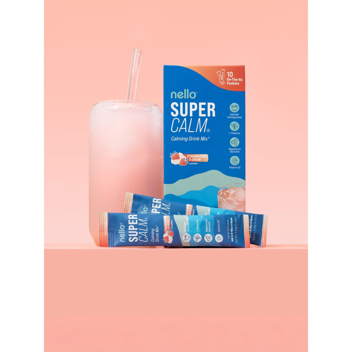 미국직구 Nello Supercalm Calming 44ml / Nello Supercalm Calming Drink Mix Packets, Strawberrie 5