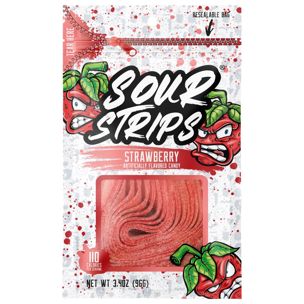 미국직구 Sour Strips Strawberry 캔디 96g 2팩 / Sour Strips Strawberry Flavored Chewy, Candy Bag,  2