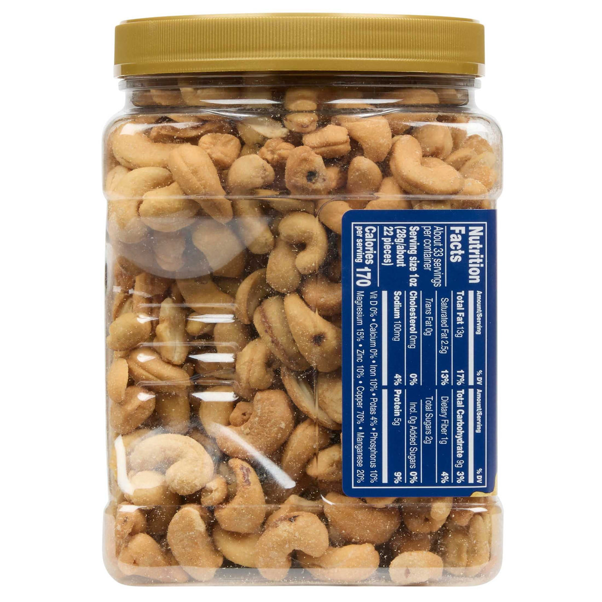 미국직구 플랜터스 Deluxe Salted Whole Cashews, Party Snacks, Plant-Based Protein, 33 oz Plastic Jar
