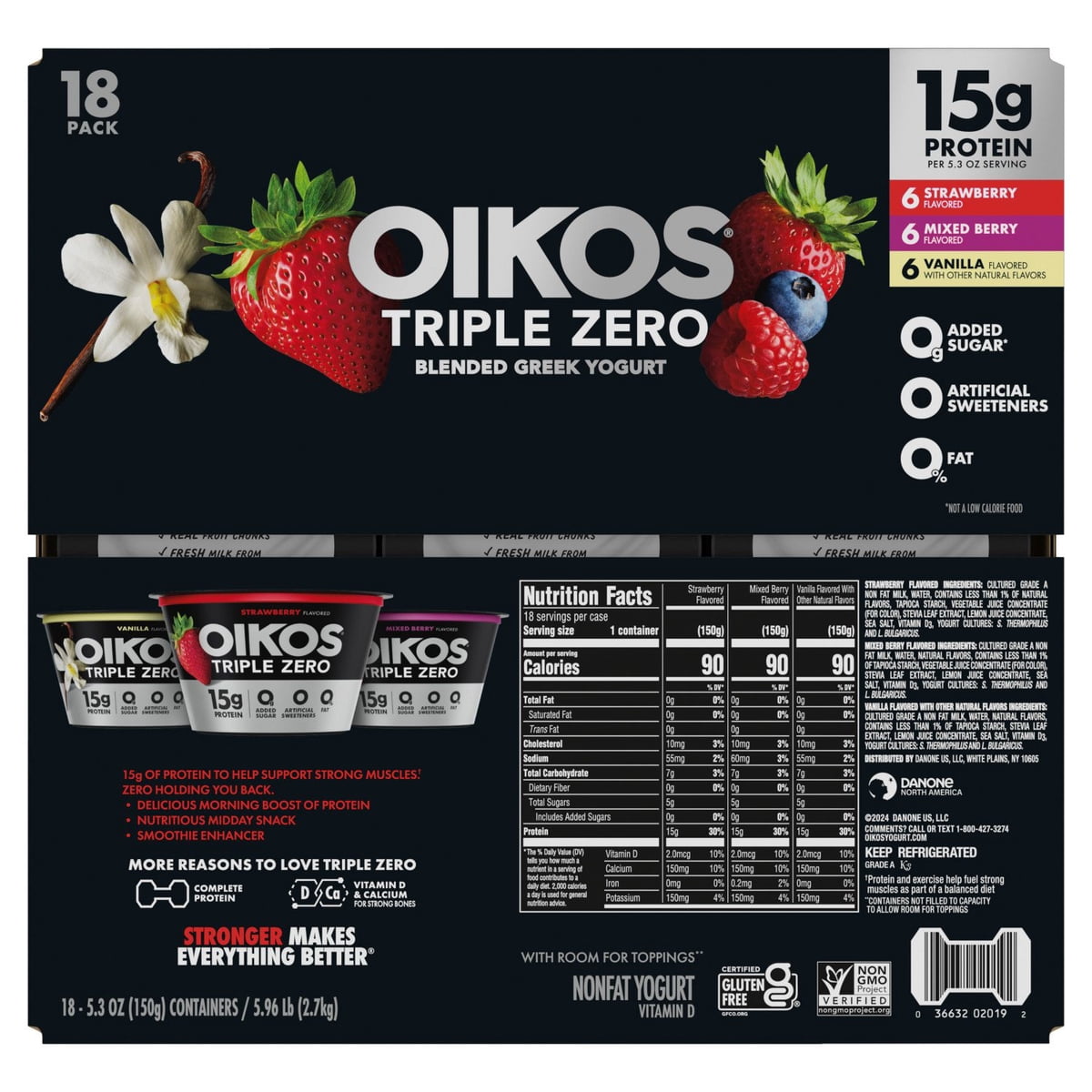 미국직구 Oikos Triple Zero 150g 18팩 / Oikos Triple Zero Nonfat Blended Greek Yogurt Variety Pa 4