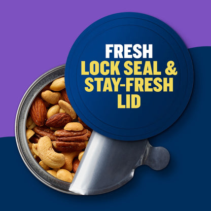미국직구 플랜터스 Salted Mixed Nuts, Peanuts, Cashews, Almonds, Brazil Nuts, Pecans. 6g Protein (7% DV) per serving, Plant Based Protein Snacks. 56 oz Can