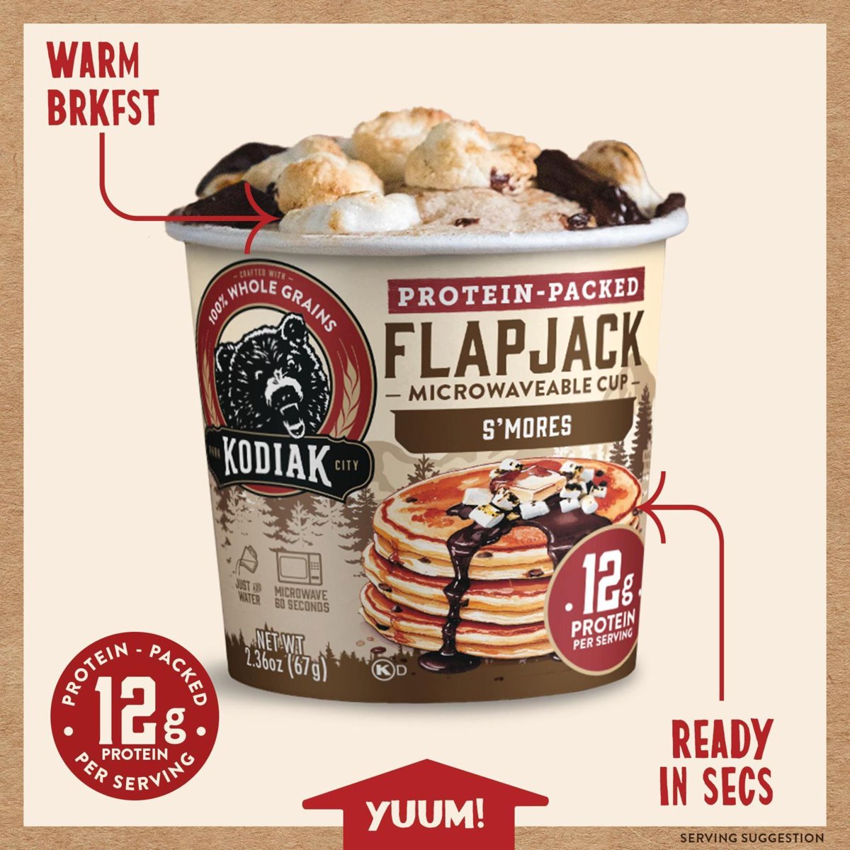 미국직구 Kodiak Protein-Packed S'mores 67g / Kodiak Protein-Packed S'mores Pancake Cup, 67g 5