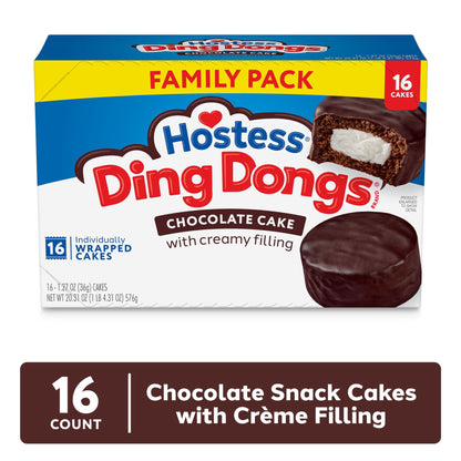 미국직구 호스티스 Ding Dongs Snack Cakes, Chocolate Flavor, 20.31 oz Box (16 Count)