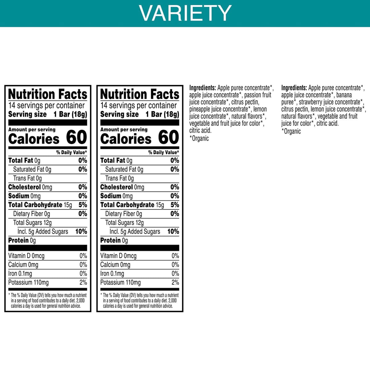 미국직구 Pure 18g / Pure Organic Layered Fruit Bars, Snack Variety Pack, 18g, 28 pk. 2