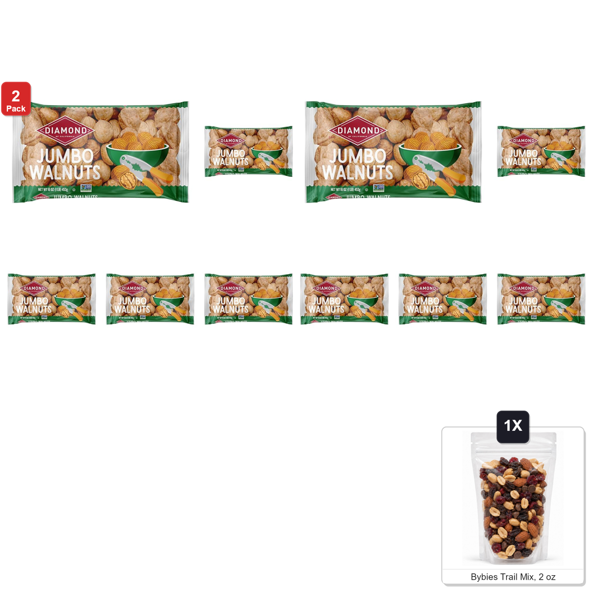 미국직구 2 Pack Diamond 견과 454g 2팩 / 2 Pack | Diamond of California Jumbo California Walnuts, 5 Bags x 4 1