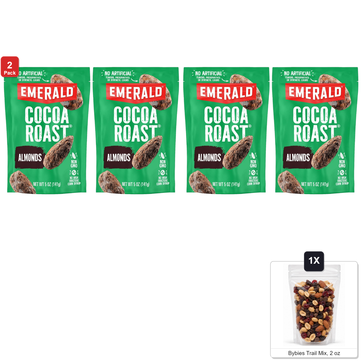 미국직구 2 Pack Emerald 견과 142g 2팩 / 2 Pack | Emerald Cocoa Roast Almonds, 2 Bags x 142g Each, with Bybi 1