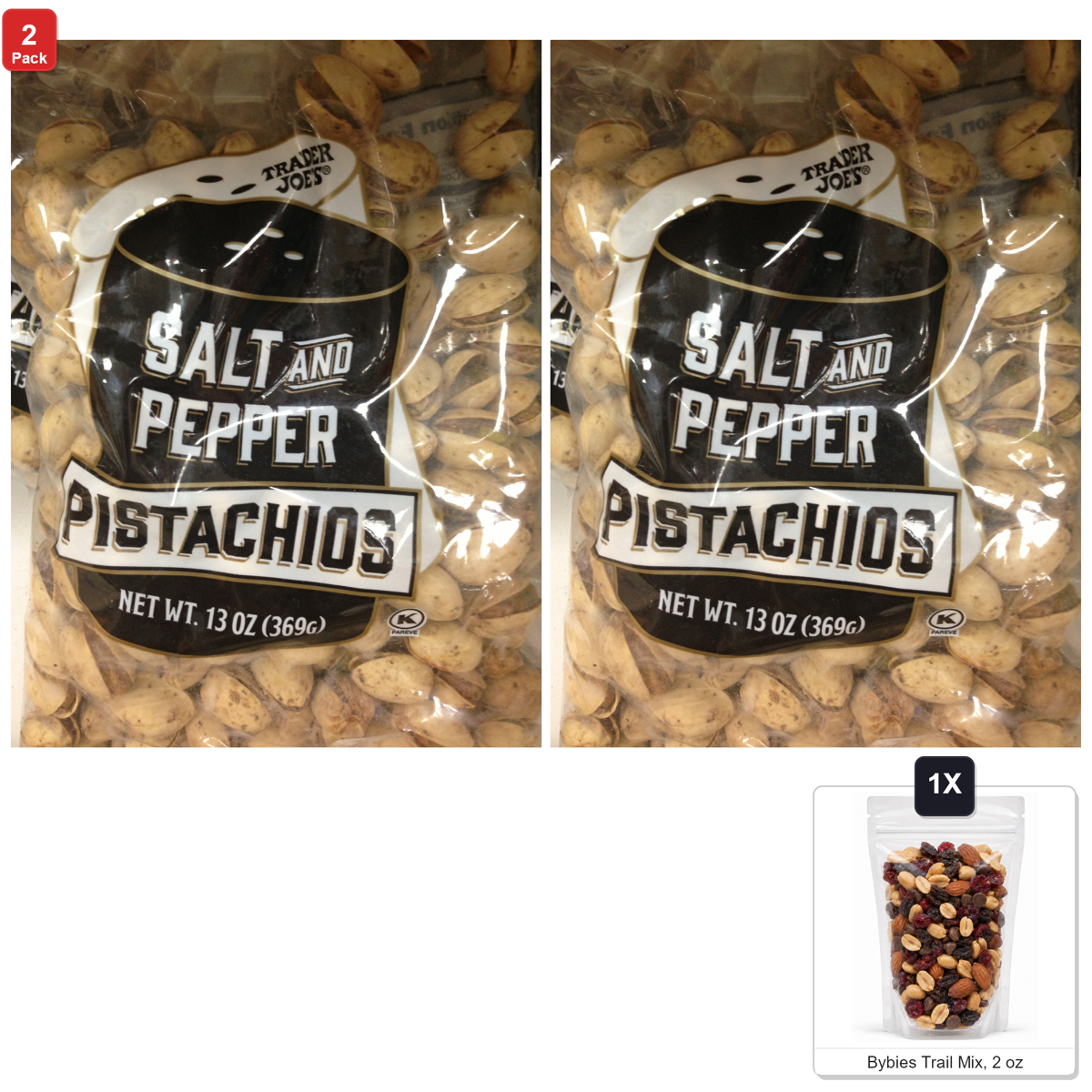 미국직구 트레이더조 57g 2팩 / 2 Pack | Trader Joe's Salt and Pepper Pistachios, with Bybies Trail Mi 1