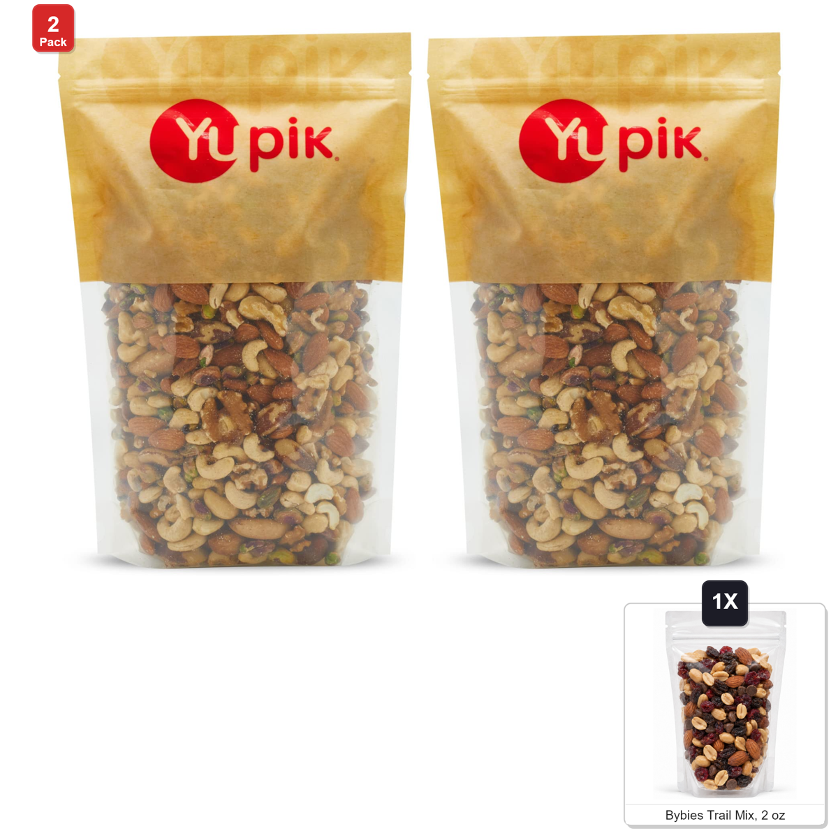 미국직구 2 Pack Yupik 견과 57g 2팩 / 2 Pack | Yupik Raw Mix Nuts, 1 Bag, 1 lb, with Bybies Trail Mix, 57g 1