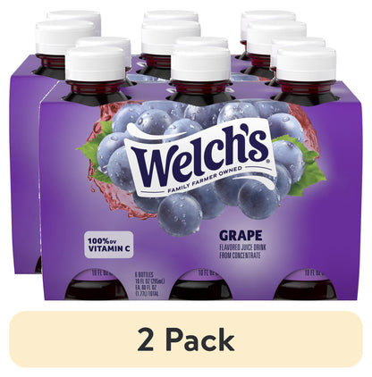 미국직구 웰치스 (2 pack)  Grape Juice Drink, 10 fl oz On-the-Go Bottle (Pack of 6)