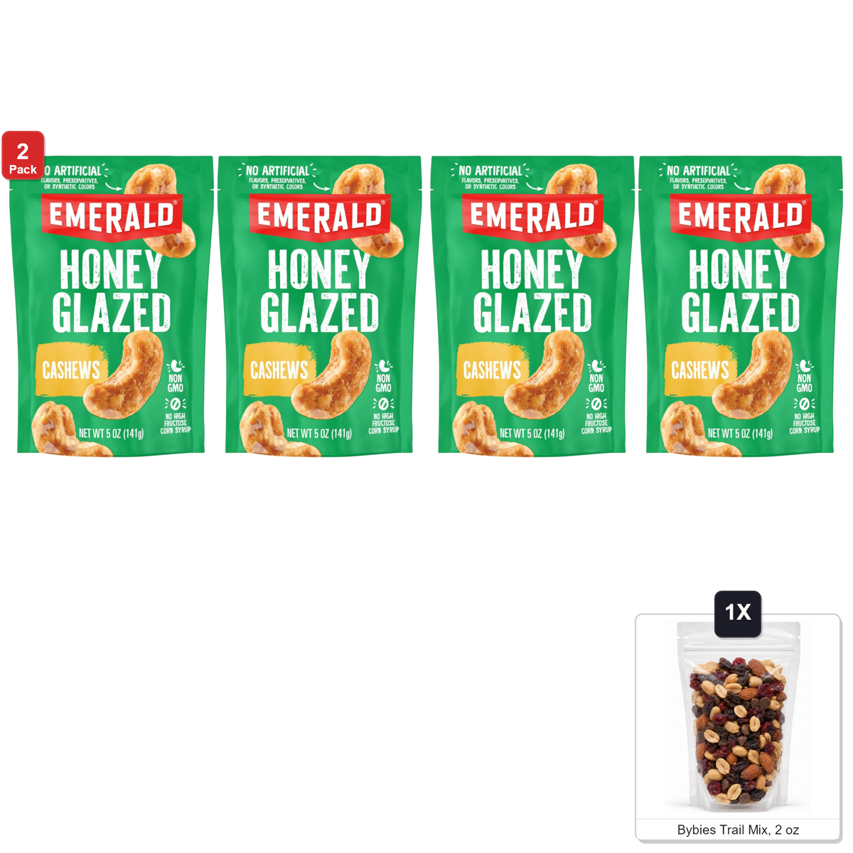 미국직구 2 Pack Emerald 견과 142g 2팩 / 2 Pack | Emerald Honey Glazed Cashews, 2 Bags x 142g Each, with Byb 1