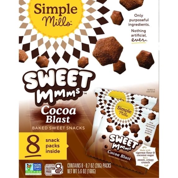 미국직구 2 Pack 과자 20g 2팩 / 2 Pack - Simple Mills Sweet Mmms Cocoa Blast Gluten Free Cookies, 20g 1