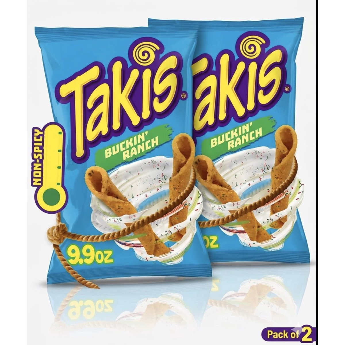 미국직구 2 - Takis 281g 2팩 / 2 - Takis Buckin' Ranch Non-Spicy Rolled Tortilla Chips, 281g Bag (Pac 1