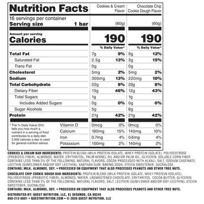 미국직구 퀘스트 Nutrition Protein Bar, Variety Pack, 2.12 oz, 16 ct