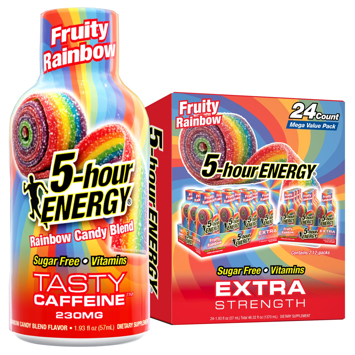 미국직구 5-hour ENERGY Shot, Extra Strength, Fruity Rainbow, 1.93 fl oz, 24 ct