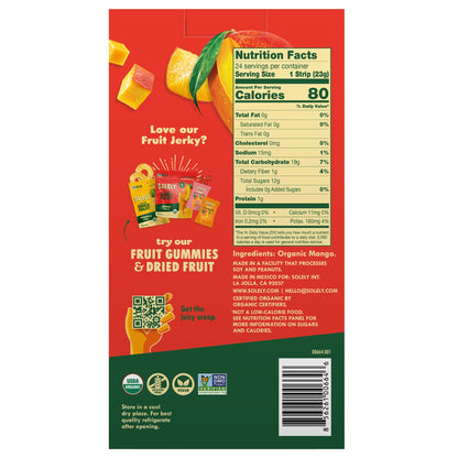 미국직구 Solely Organic Fruit Jerky, Mango, 0.8 oz, 24 ct