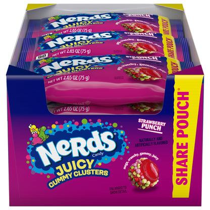 미국직구 너즈 Juicy Gummy Clusters, Strawberry Punch, 2.65 oz Share Pouch, 12 ct