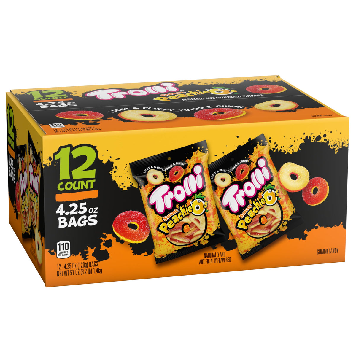 미국직구 트롤리 Peachie O's, 4.25 oz, 12 ct