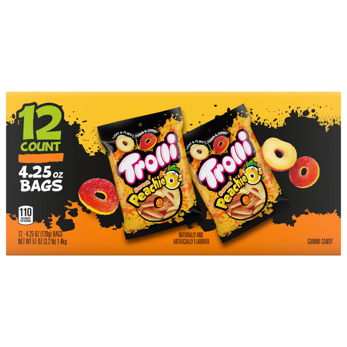 미국직구 트롤리 Peachie O's, 4.25 oz, 12 ct
